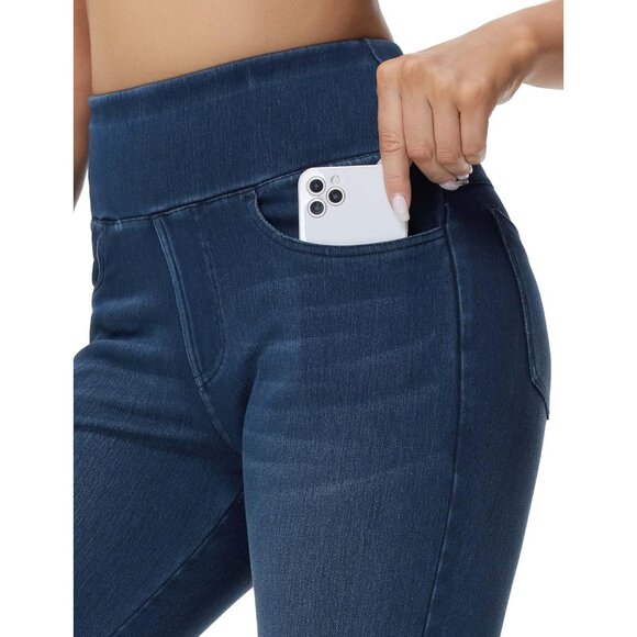 Women's High Waist Jeggings Stretchy Tummy Control Skinny Jeans with Pockets - Picture 4 of 7